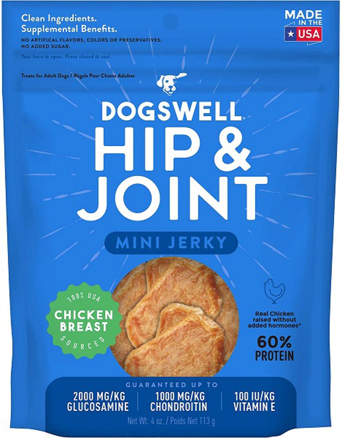 Dogswell Hip & Joint Grain-Free Jerky Dog Treat Mini Chicken 1ea/4 oz