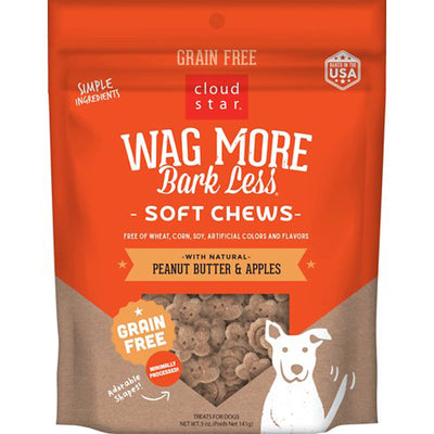 Cloudstar Wagmore Dog Grain Free Soft And Chewy Peanut Butter And Apple 5oz.