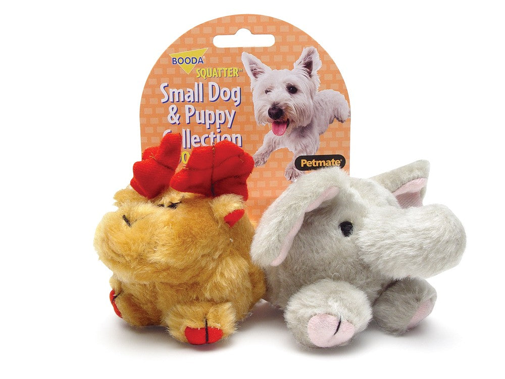 Booda Squatter Moose/Elephant Small Dog & Puppy Toy Multi-Color 1ea/SM, 2 pk