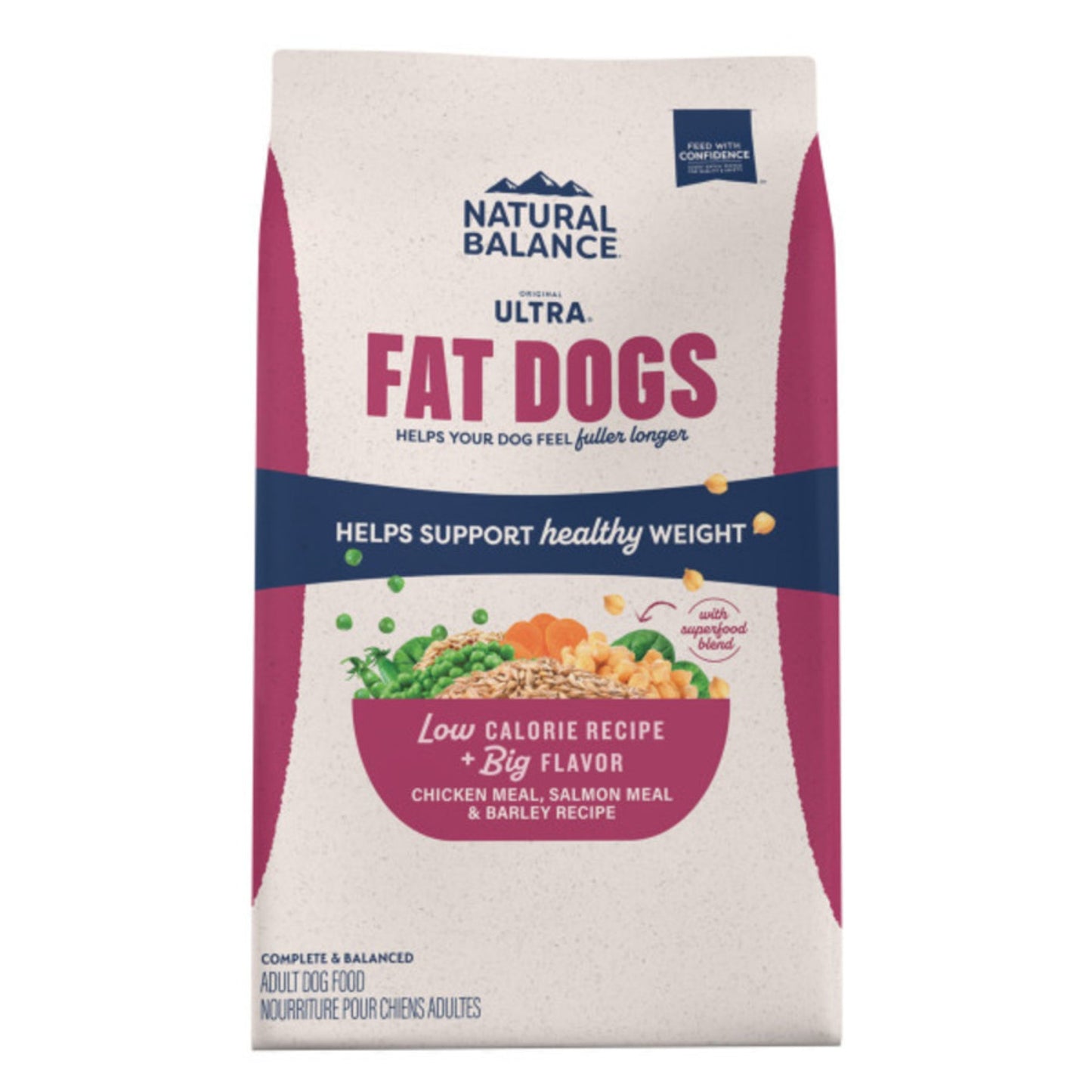 Natural Balance Pet Foods Ultra Fat Dogs Low Calorie Dry Dog Food Chicken & Salmon, 1ea/4 lb