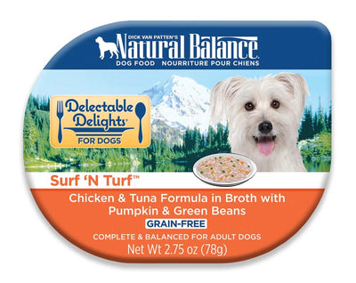 Natural Balance Pet Foods Delectable Delights Grain Free Wet Dog Food Surf 'N Turf in Broth 2.75oz. (Case of 24)