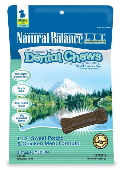 Natural Balance Pet Foods L.I.D Grain Free Dental Chews Sweet Potato & Chicken 1ea/13 oz, 22 ct, SM