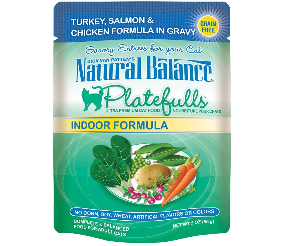 Natural Balance Pet Foods Ultra Platefulls Morsels in Gravy Indoor Wet Cat Food Turkey, Salmon & Chicken in Gravy 24ea/3 oz