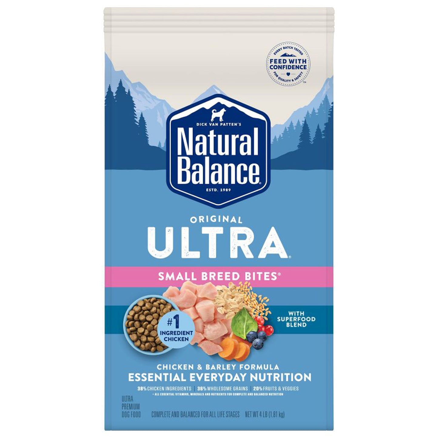 Natural Balance Pet Foods Ultra Small Breed Bites Dry Dog Food Chicken 1ea/4 lb
