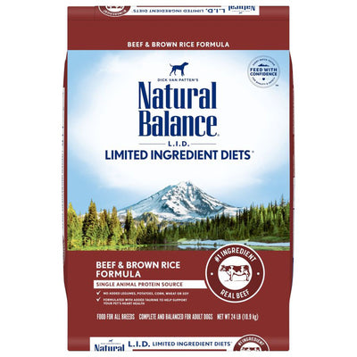 Natural Balance Pet Foods L.I.D. Adult Dry Dog Food Beef & Brown Rice 1ea/24 lb