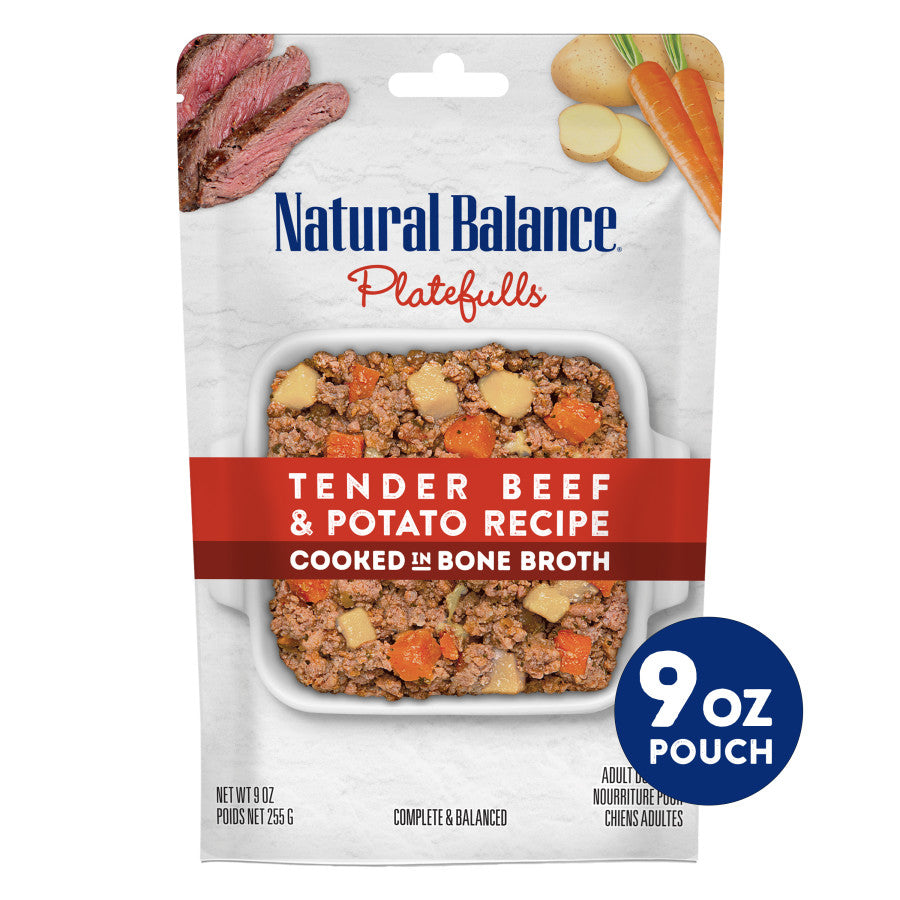Natural Balance Pet Foods Platefulls Wet Dog Food Tender Beef & Potato Recipe 9oz. (Case of 12)
