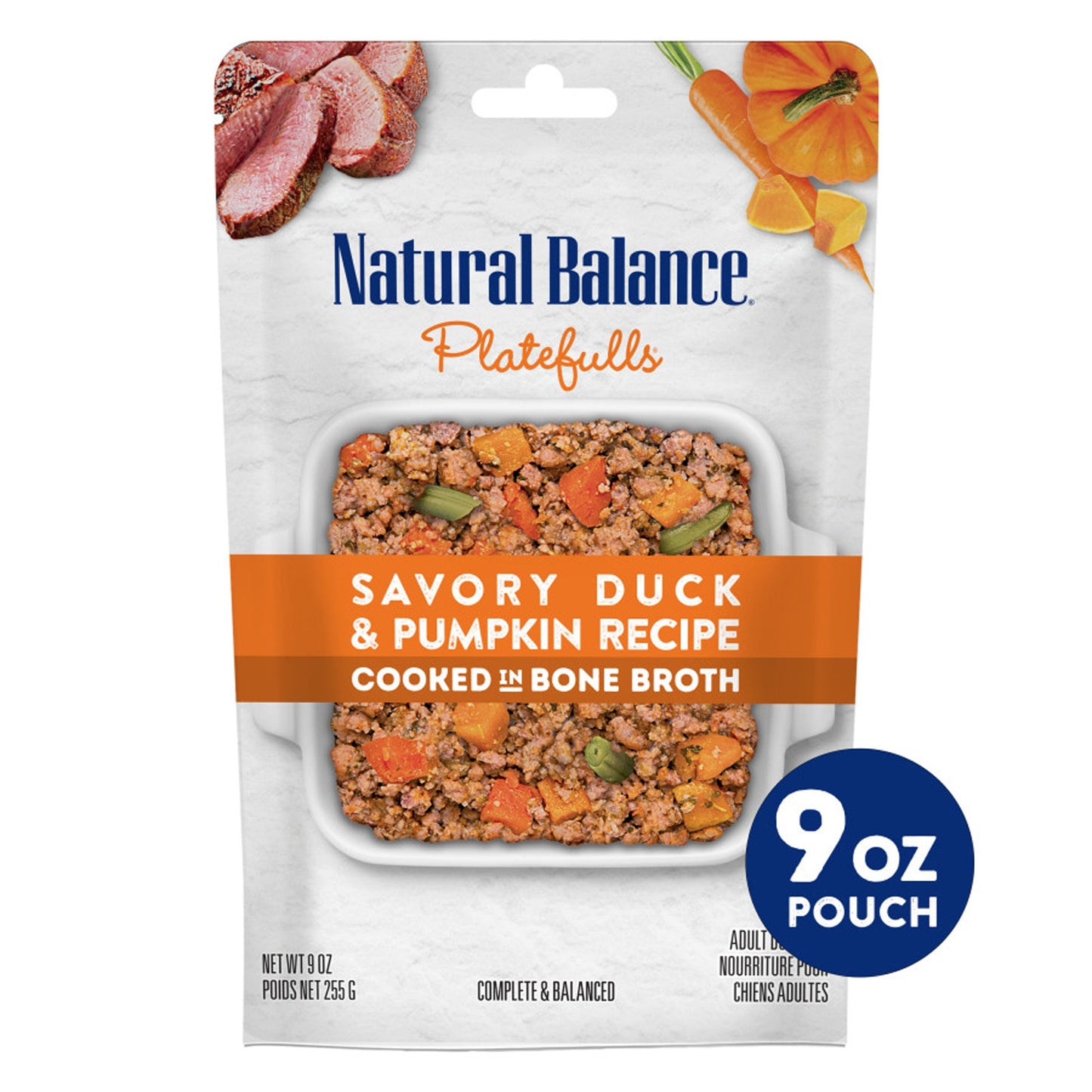 Natural Balance Pet Foods Platefulls Wet Dog Food Savory Duck & Pumpkin Recipe 9oz. (Case of 12)