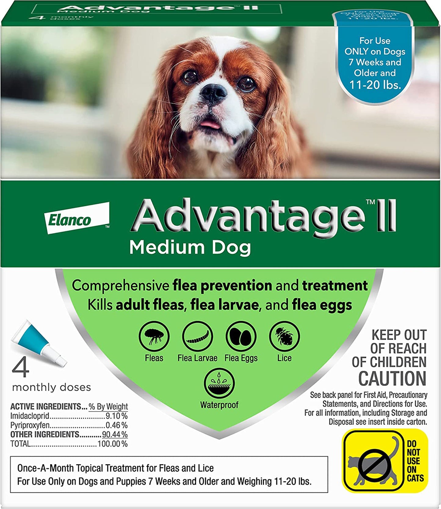 Advantage Ii Dog Meduim Teal 4-Pack (Case of 4)