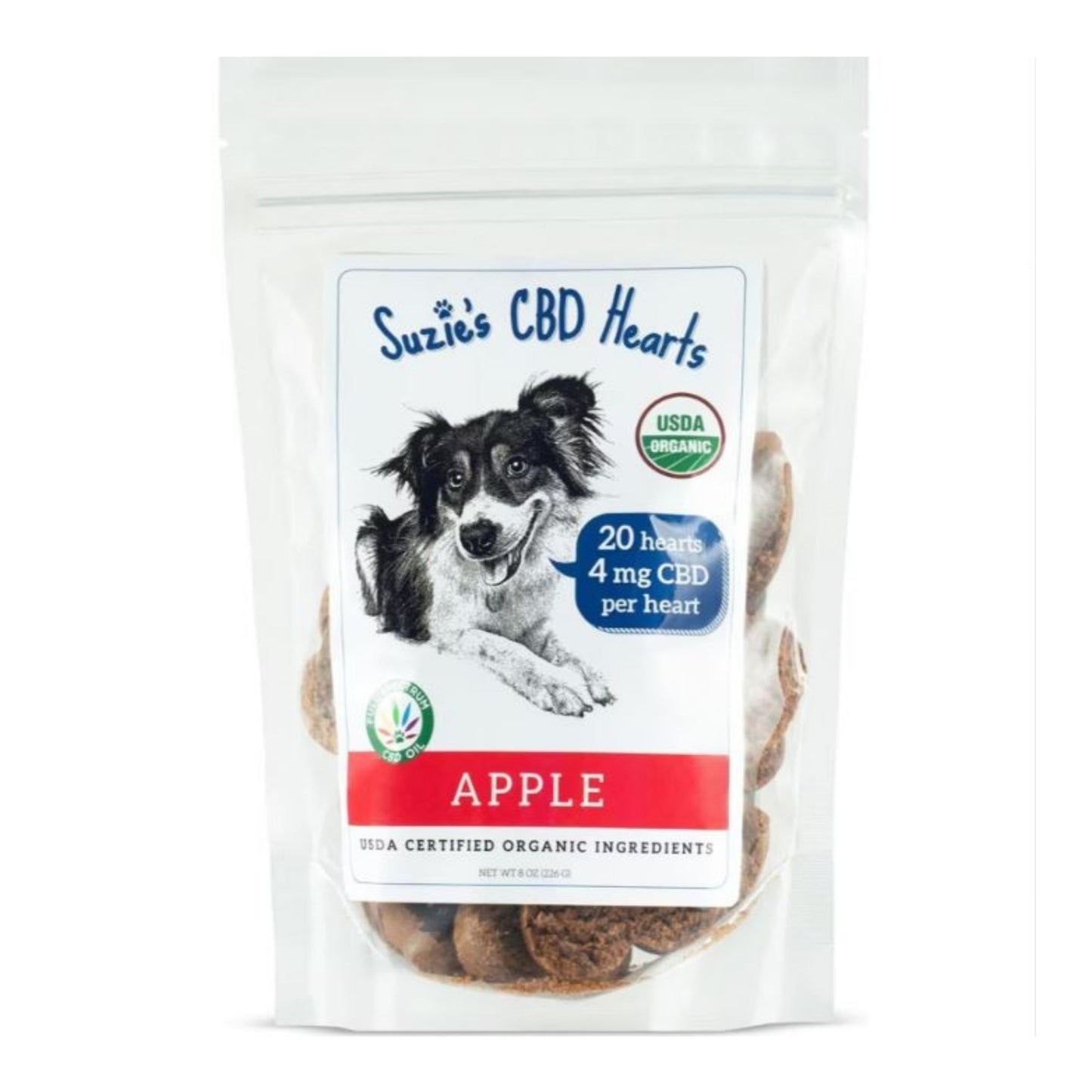 Suzie's CBD Hearts For Dogs Apple 8oz.-4mg