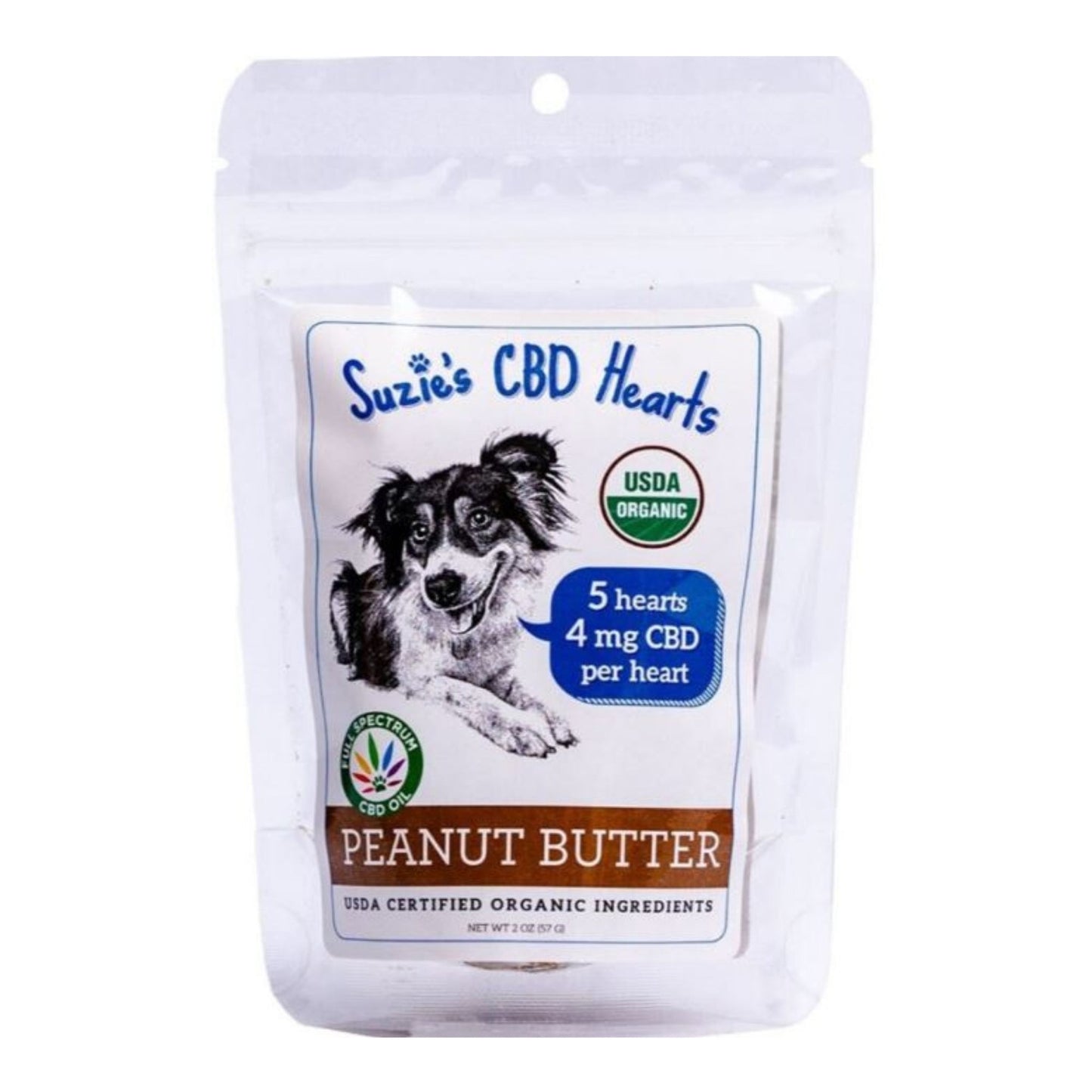 Suzie's CBD Hearts For Dogs Trial Size Peanut Butter 2oz.