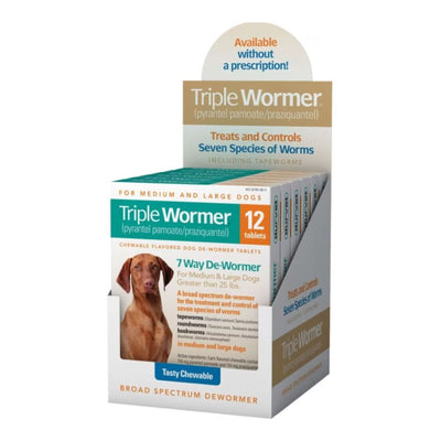 Durvet Triple Wormer For Med & Lrg Dogs > 25 Lb-12 count