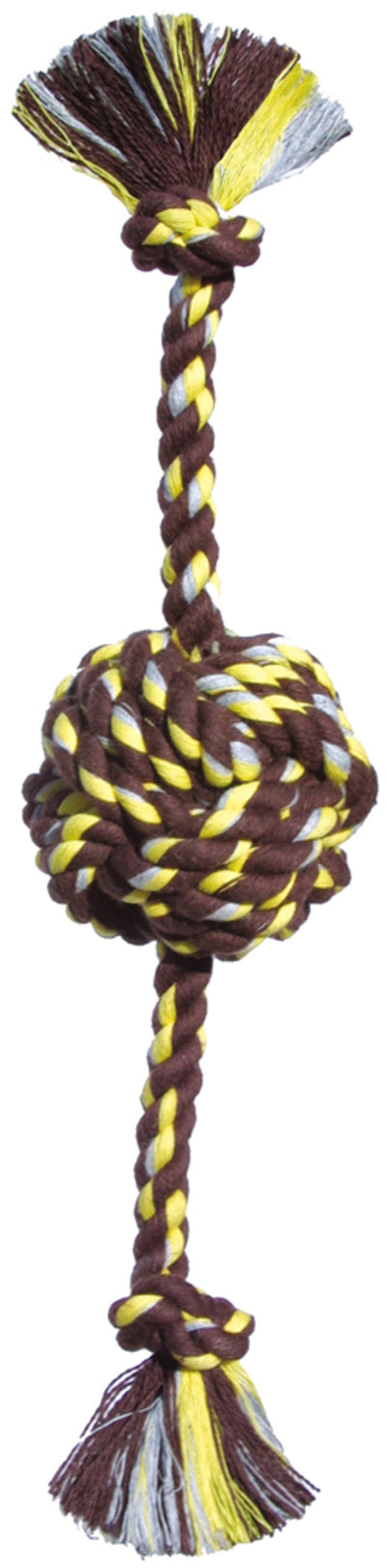 Mammoth Pet Products Monkey Fist Ball Dog toy w/Rope Ends Brown/Yellow 1ea/Jumbo, 20 in