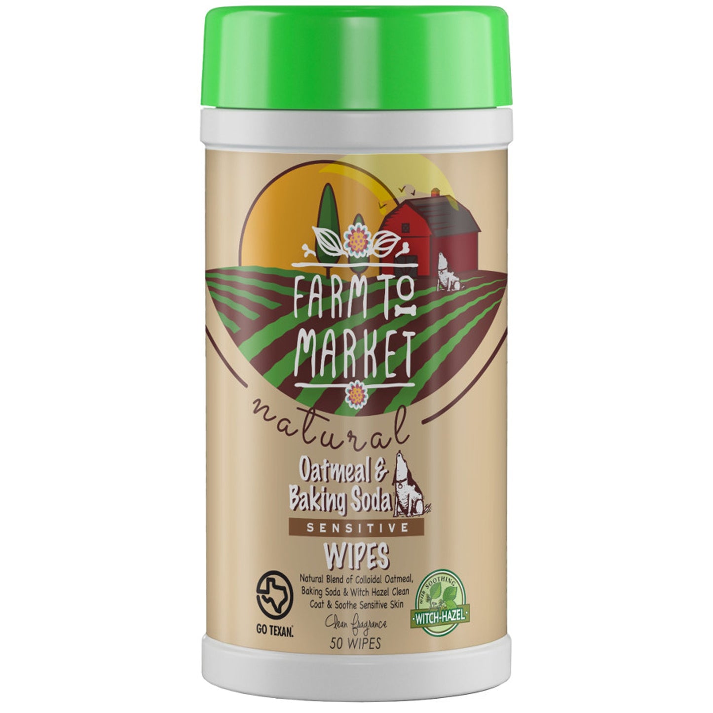 Farm to Market Natural Sensitive Oatmeal & Baking Soda Wipes w/ Witch Hazel 1ea/50 ct