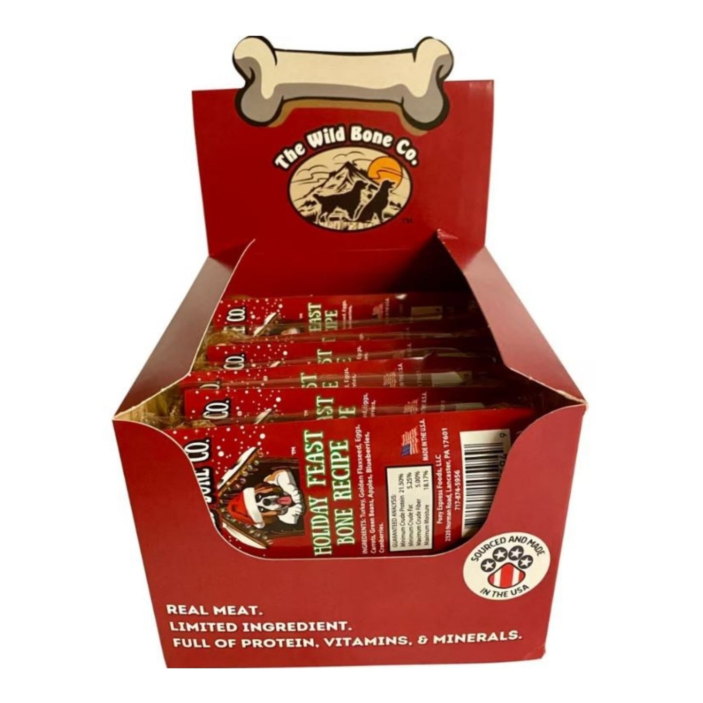 The Wild Bone Co. Holiday Bone Treat Display Turkey 2oz. -12 Pc