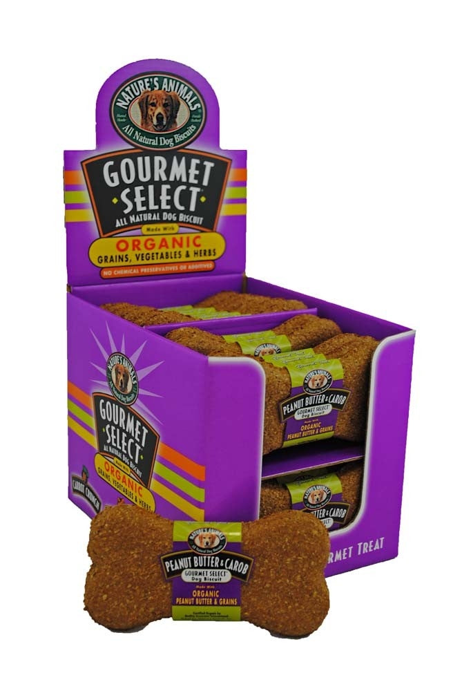 Natures Animals Gourmet Select Organic Dog Treat Display Peanut Butter & Caro 1ea/4 in, 24 ct