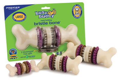 Busy Buddy Bristle Bone Chew Toy Multi-Color 1ea/LG