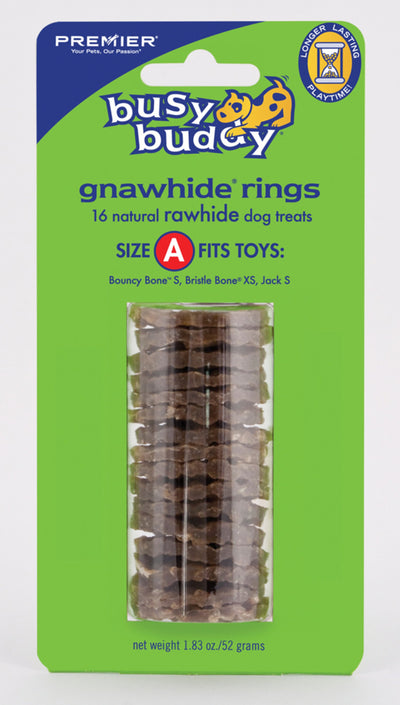 Busy Buddy Gnawhide Ring Refills Original Rawhide 1ea/1.83 oz, 16 ct, SM