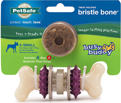 Busy Buddy Bristle Bone Chew Toy Multi-Color 1ea/XS