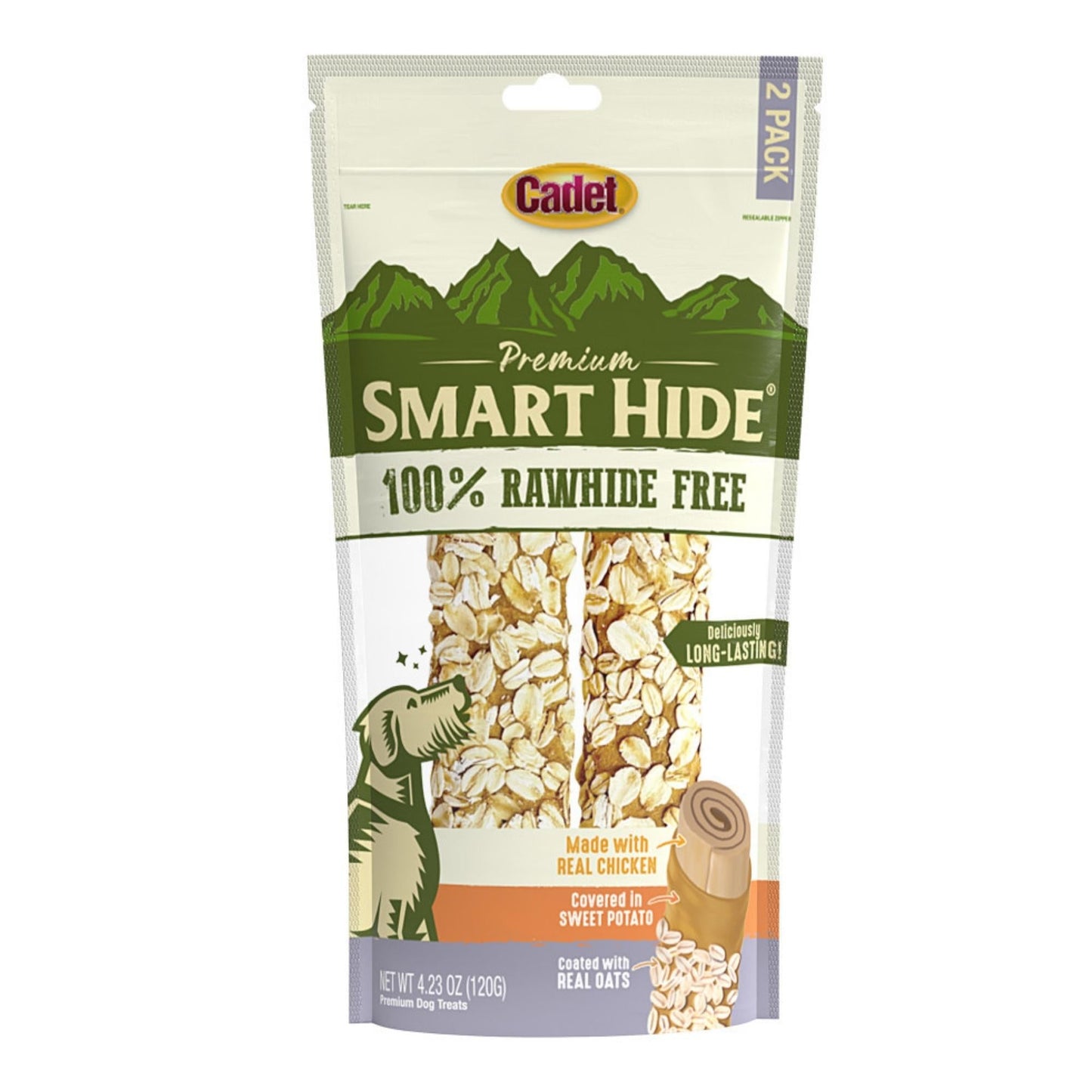 Cadet Smart Hide Rawhide Free Dog Chews Oats, Medium/Large (2 ct)