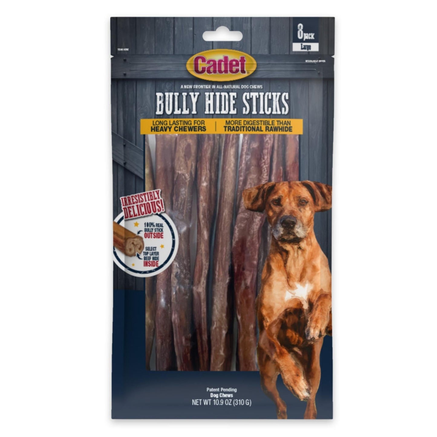 Cadet Bully Hide Sticks All-Natural Dog Chews Large Stick, 1ea/8 ct