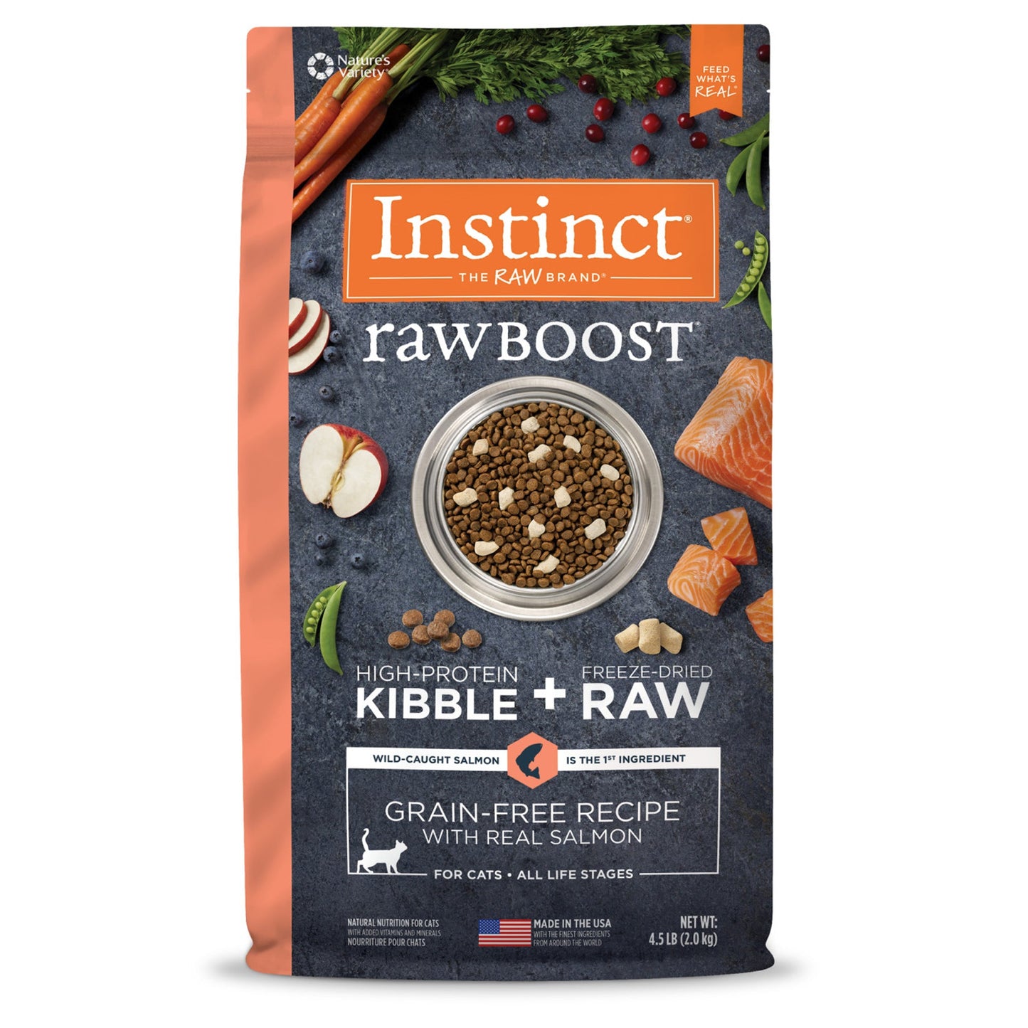 Natures Variety Instinct Cat Raw Boost Salmon 4.5Lb Grain free