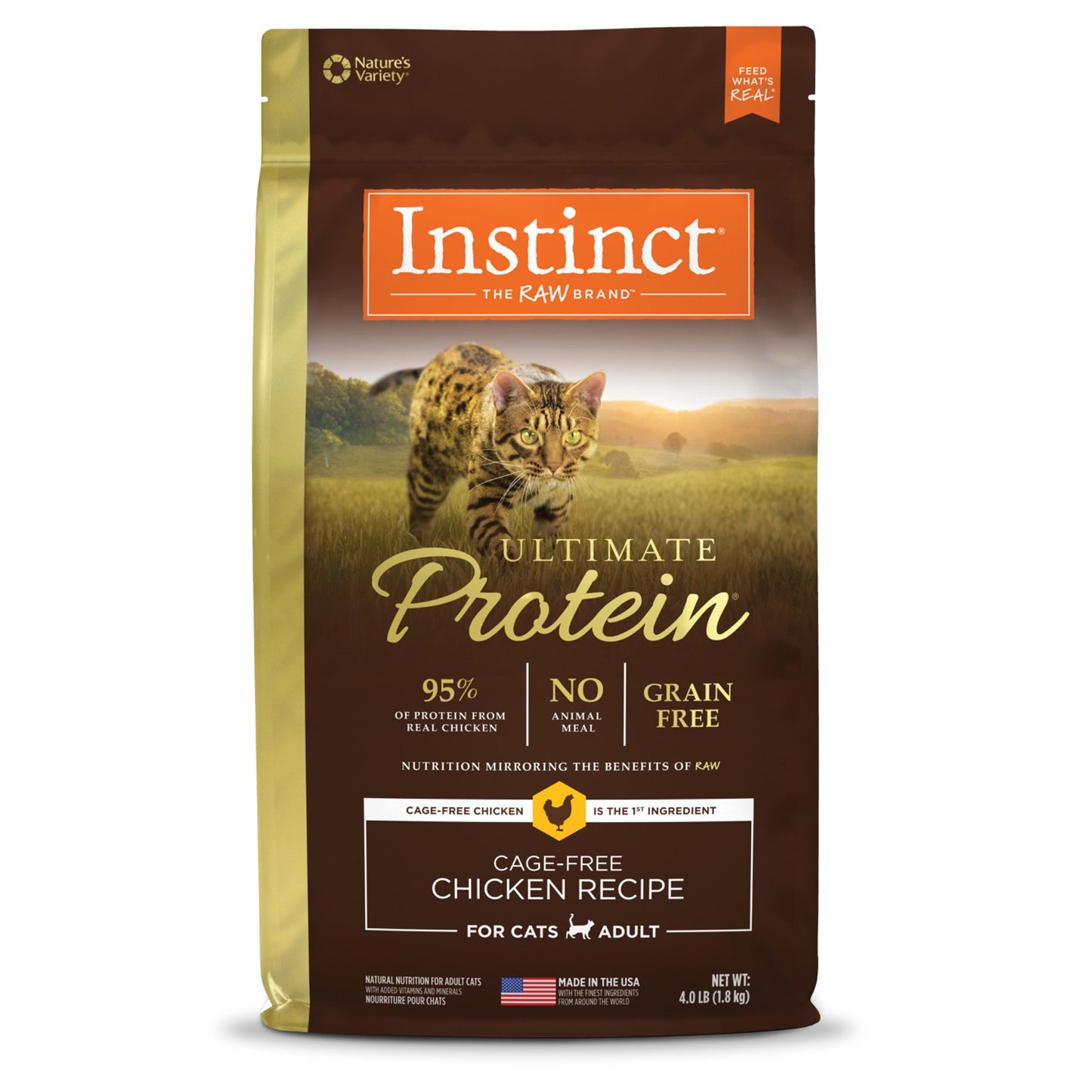 Natures Variety Instinct Cat Ultimate Protein Chicken 4Lb Cagefree (Case of 4)