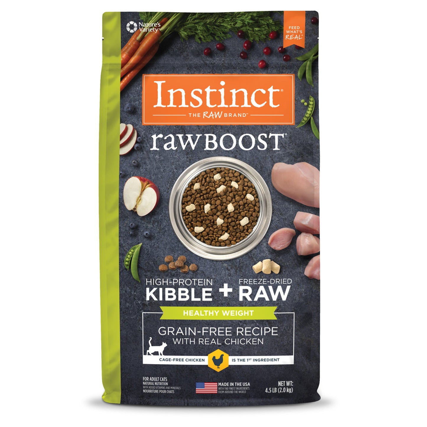 Natures Variety Instinct Cat Raw Boost Healthy Weight Chicken 4.5Lb Grain free (Case of 4)