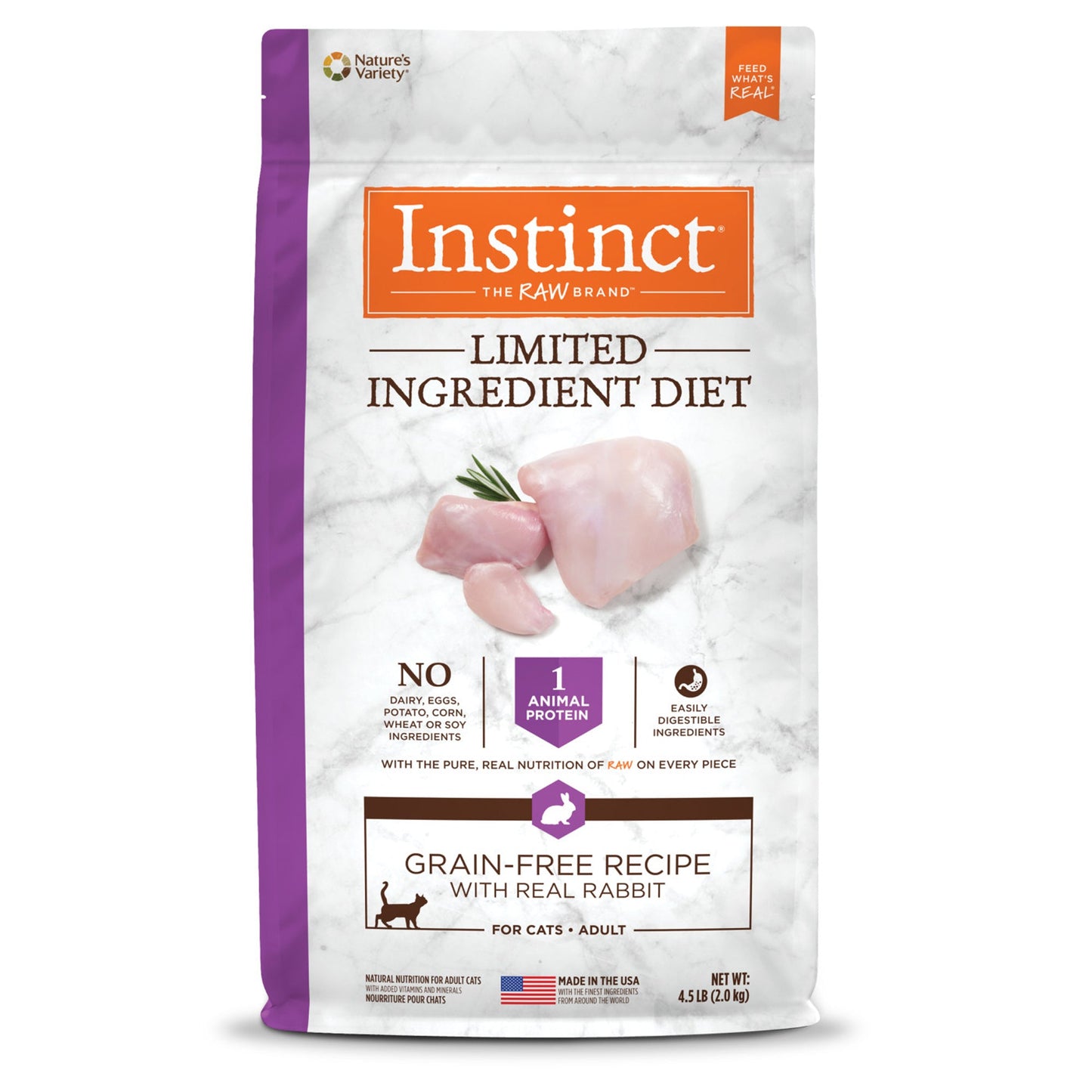 Natures Variety Instinct Cat Limited Ingredient Rabbit 4.5Lb Grain free (Case of 4)