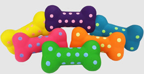 Multipet Polka-Dot Latex Bones Dog Toy Assorted 1ea/4 in