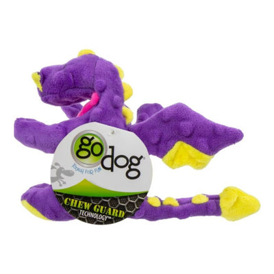 Godog Dragons Squeaky Plush Dog Toy Purple Small