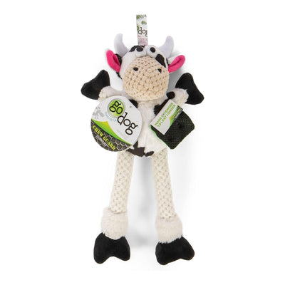 Godog Checkers Skinny Cow Dog Toy Black/White Small