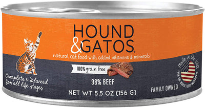 Hound and Gatos Cat Grain Free Beef 5.5oz. (Case of 24)