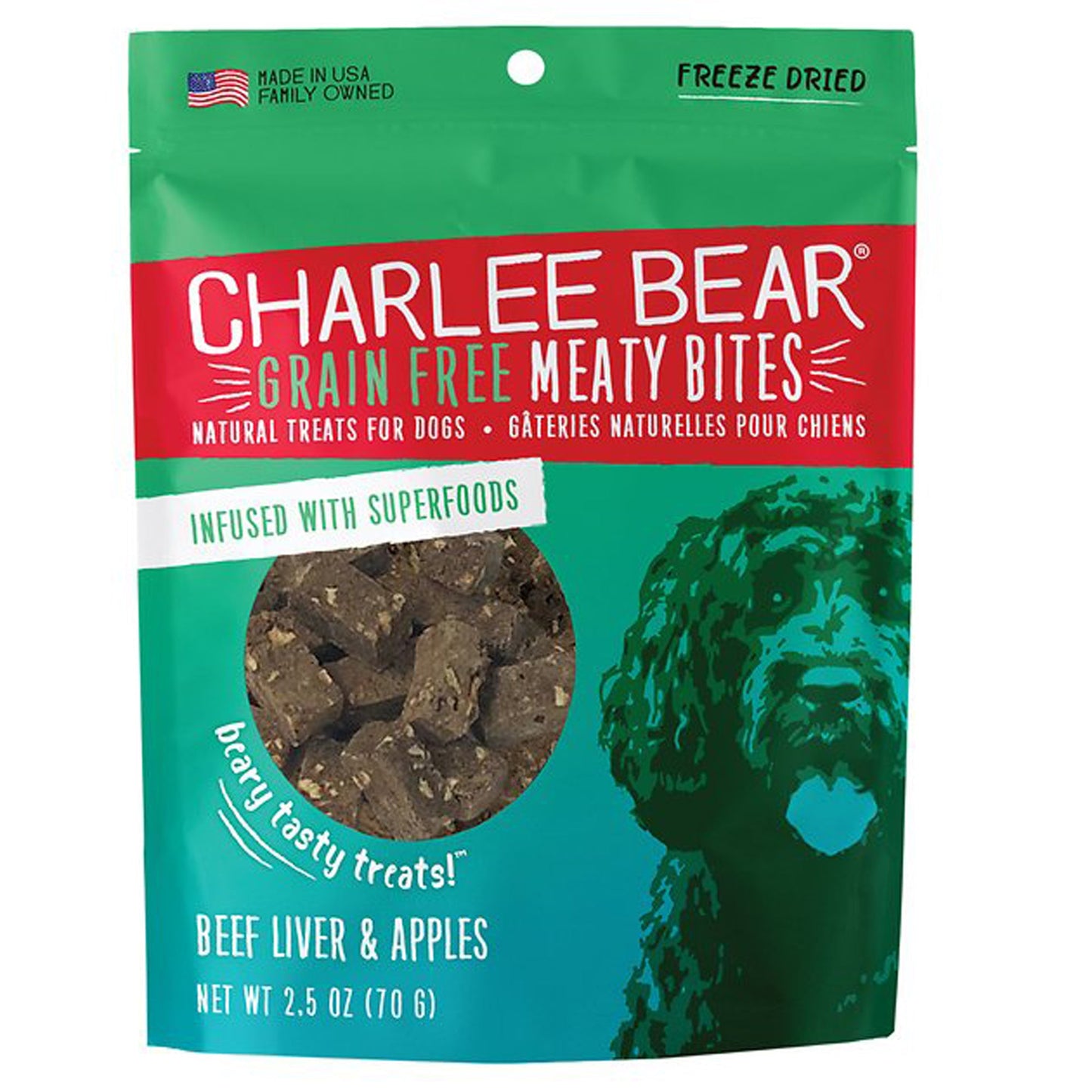 Charlee Bear Dog Meaty Bites Beef And Apple 2.5oz.