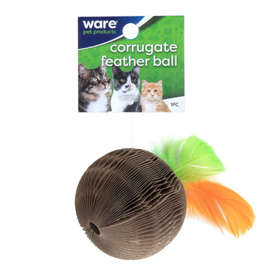 Ware Corrugated Feather Ball Cat Toy