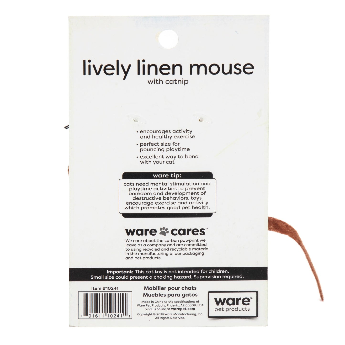 Ware Lively Linen Mouse Cat Toy