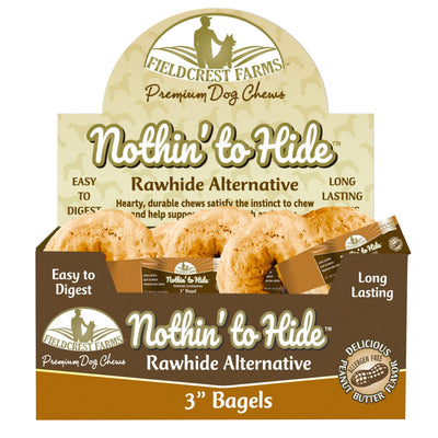 Fieldcrest Farms Nothin' to Hide Peanut Butter Bagels Dog Treat Peanut Butter 24ea/3 in, 24 pk