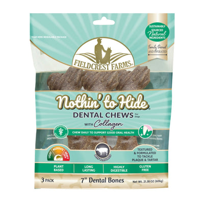 Fieldcrest Farms Nothin' to Hide Dental Bone Collagen Dog Chew Beef, 1ea/7 in, 3 pk