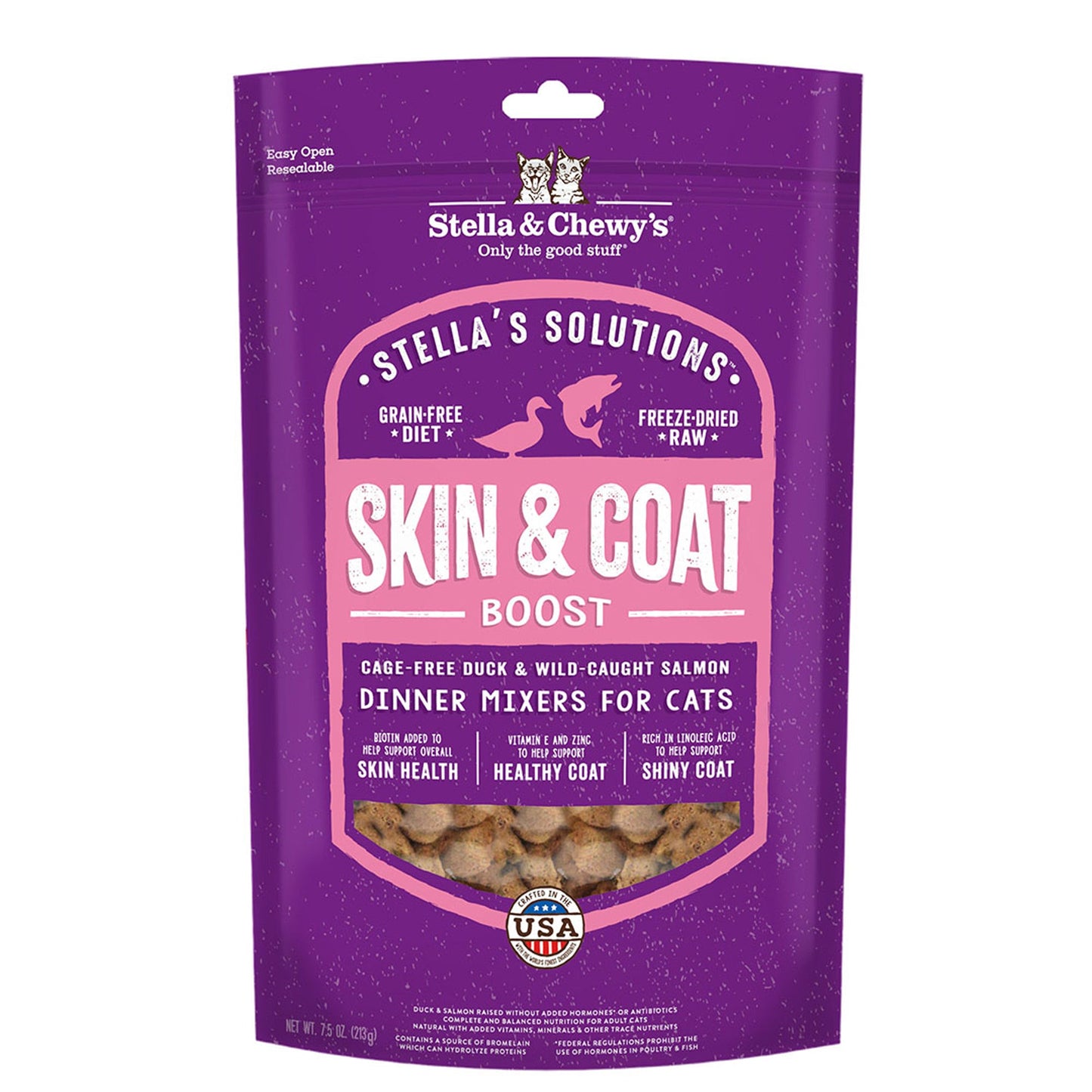 Stella and Chewys Solutions Skin and Coat Boost Freeze-Dried Duck 7.5oz.