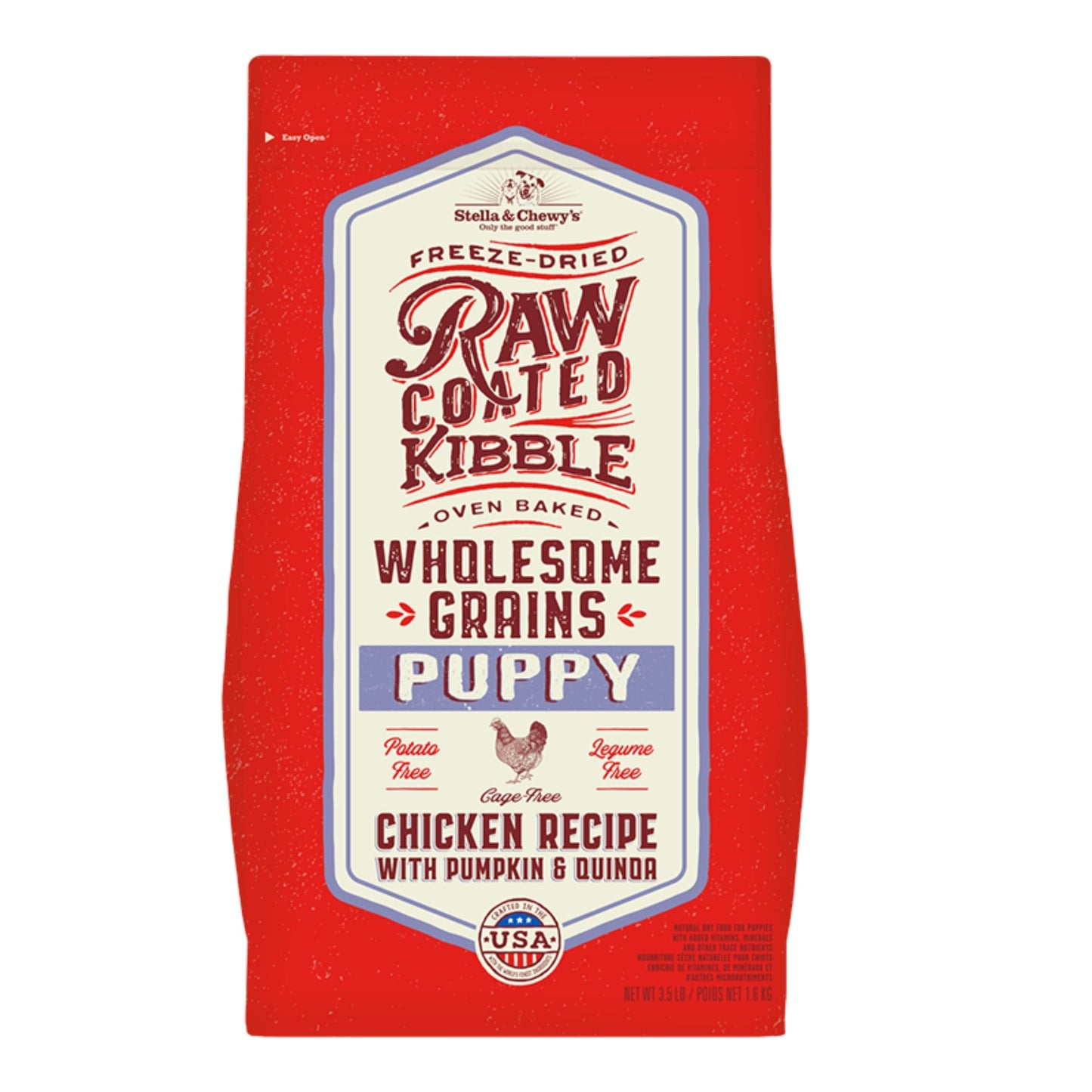 Stella & Chewy's Dog Raw Coated Wholesome Puppy Chicken Pumpkin Quinoa 3.5Lb