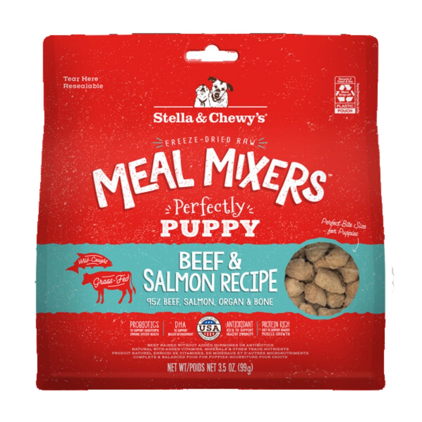 Stella and Chewys  Dog Freeze-Dried Mixer Puppy Beef and Salmon 3.5oz.