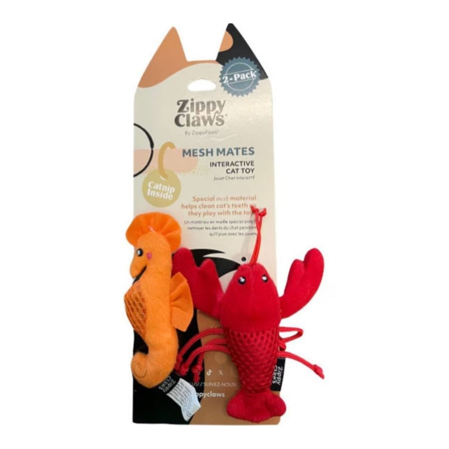 Zippyclaws Mesh Mates Seahorse And Lobster Small-2 Pk