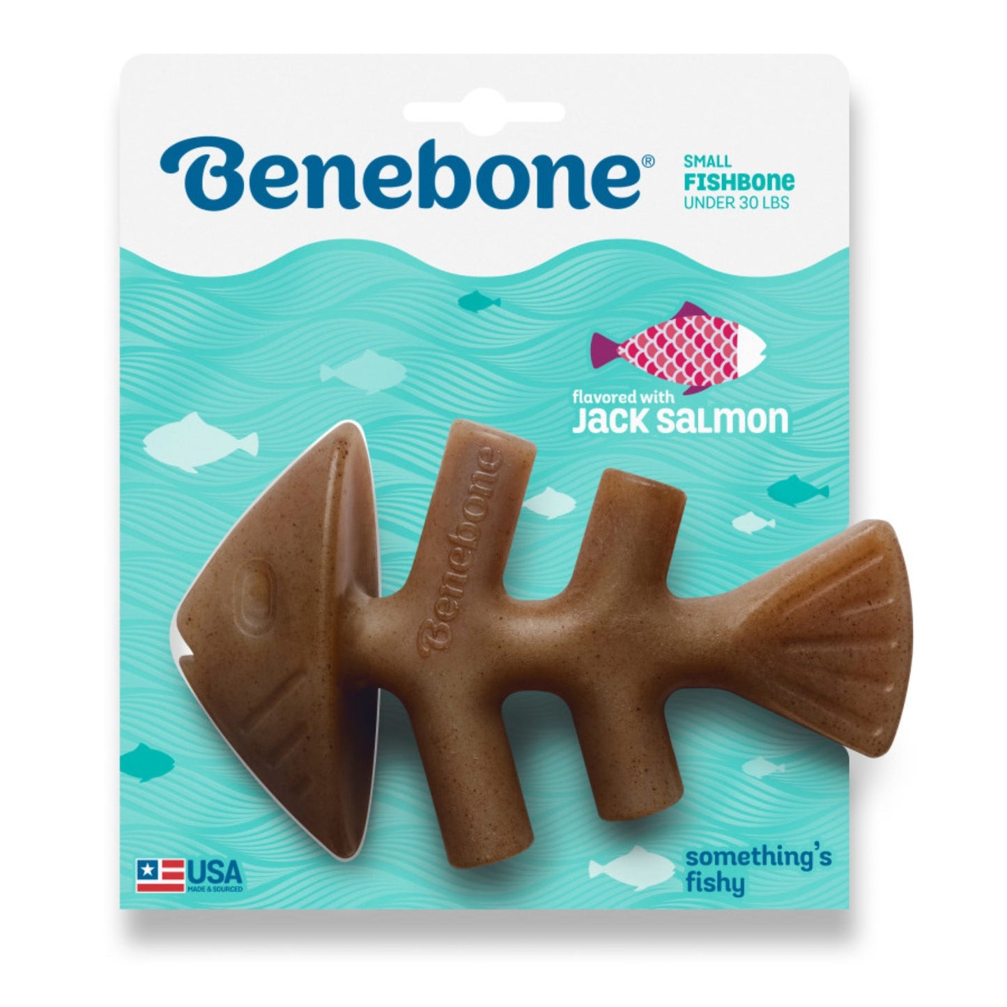 Benebone Fishbone Dog Chew Toy Salmon, 1ea/SM