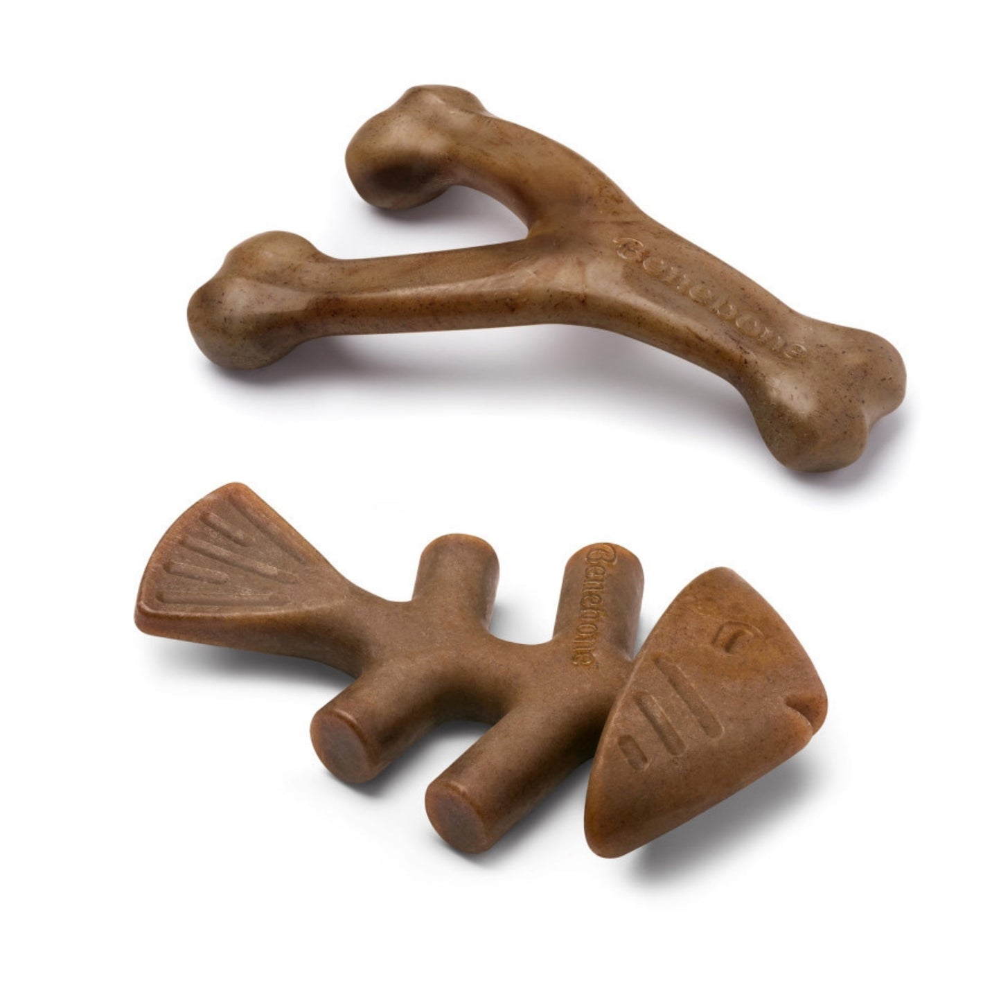 Benebone Fishbone & Wishbone Dog Chew Toy Bacon, 1ea/MD|2 pk