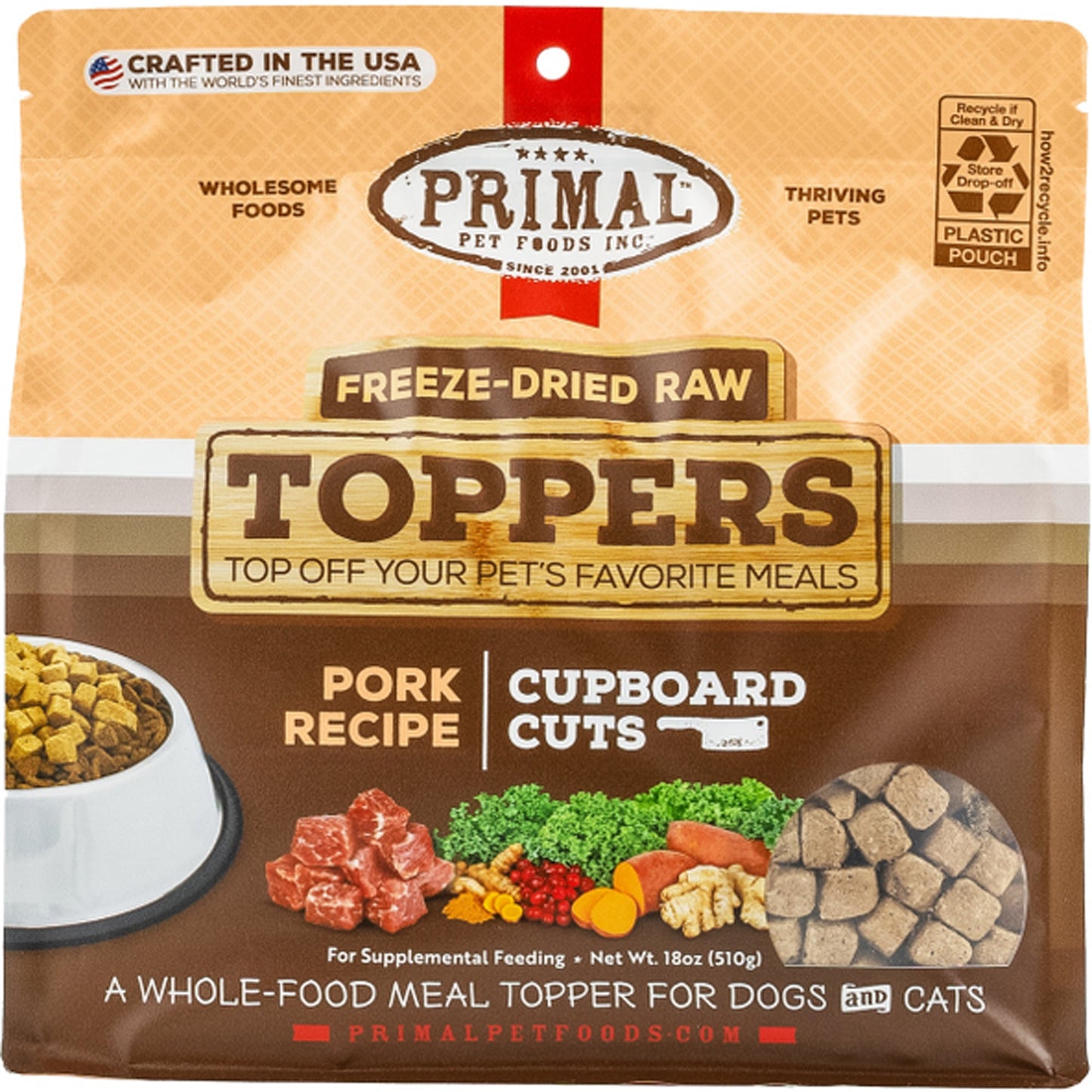 Primal Dog-Cat Fd Raw Topper Cupboard Cuts Pork 18 oz.