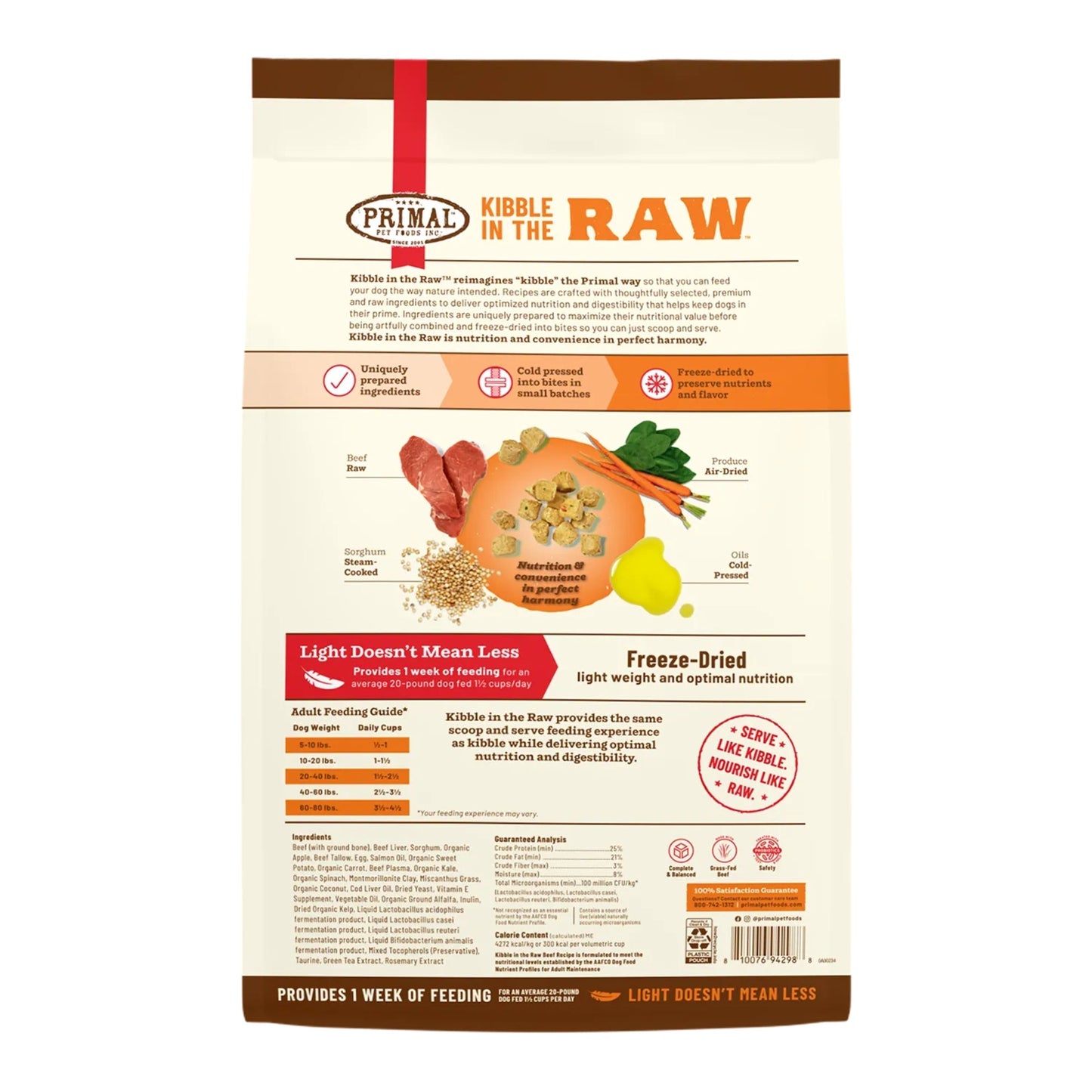 Primal Dog Freeze-Dried Kibble In The Raw Beef 1.5Lb