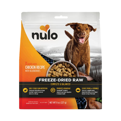 Nulo Dog Freeze-Dried Raw Grain Free Chicken & Blueberries 8oz.