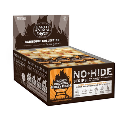 Earth Animal Dog No-Hide BBQ Strips Chicken/Turkey 60count