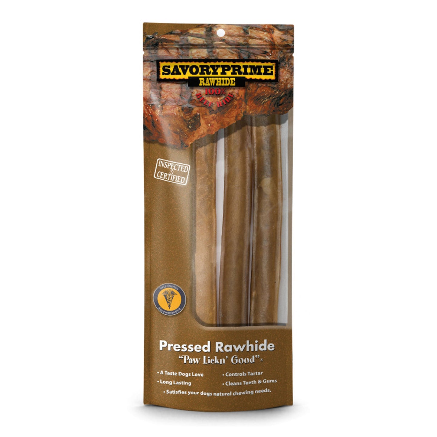 Savory Prime Pressed Rawhide Roll Natural 1ea/10 in, 3 pk