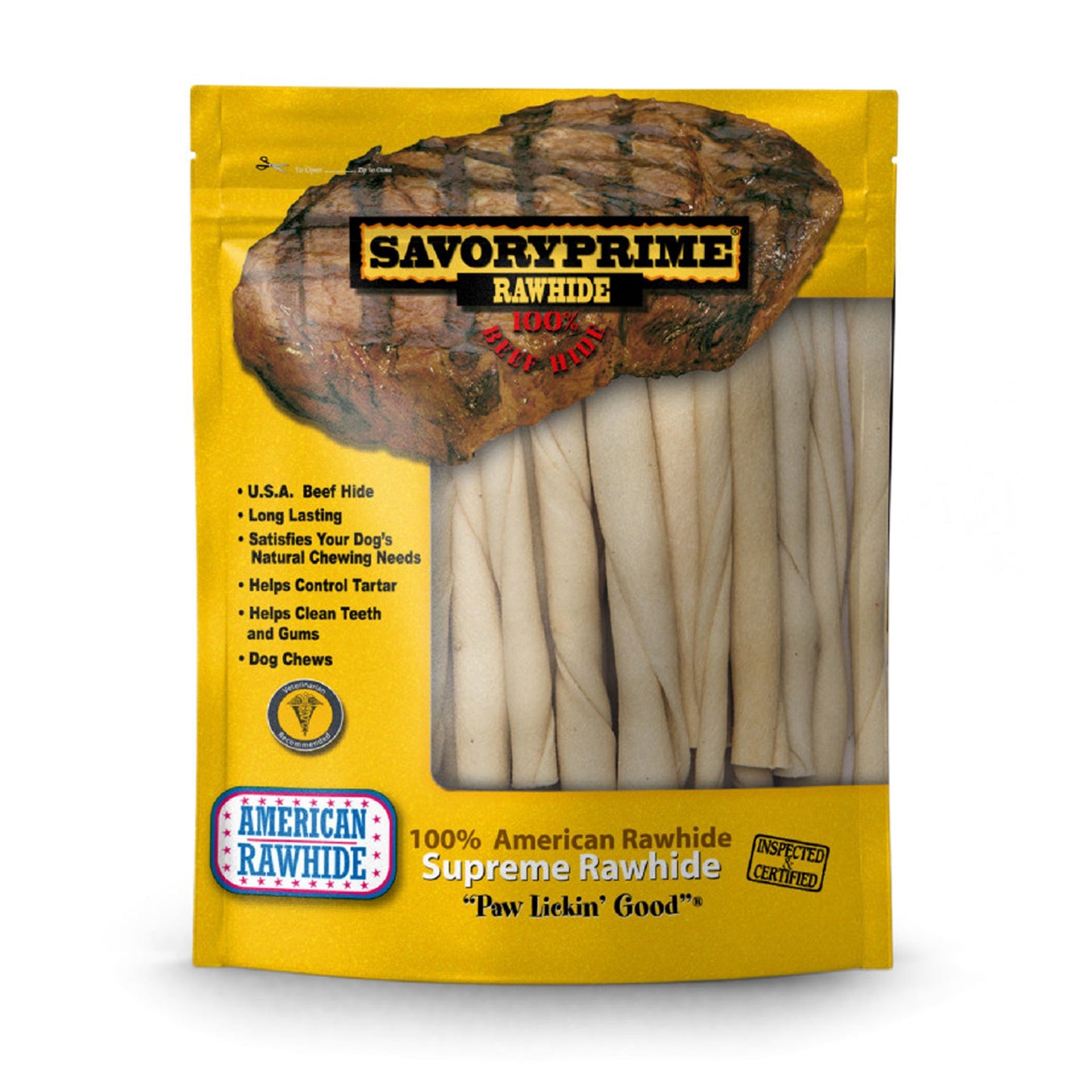 Savory Prime Pressed Rawhide Twist Sticks Natural 1ea/5 in, 30 pk