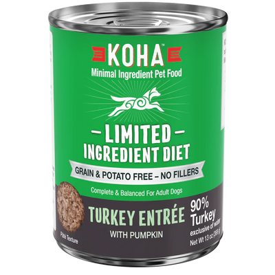 Koha Dog Limited Ingredient Grain Free 90% Turkey 13oz. (Case of 12)